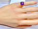 Bague 47 Bague en or jaune 18 carats avec améthyste carrée 58 Facettes AB616