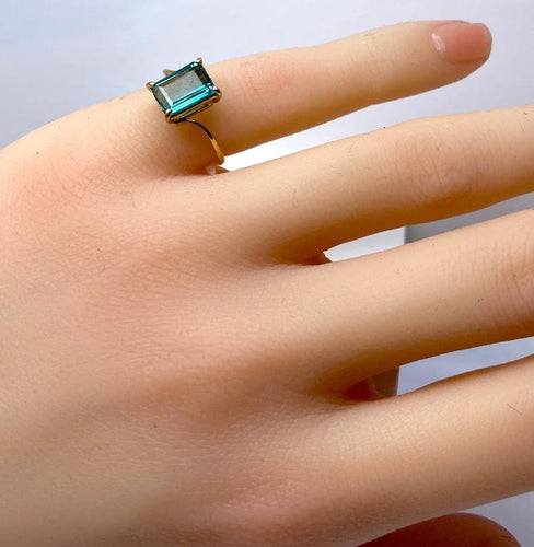 Bague 46 Bague en or jaune 18 carats et tourmaline verte 58 Facettes AB617