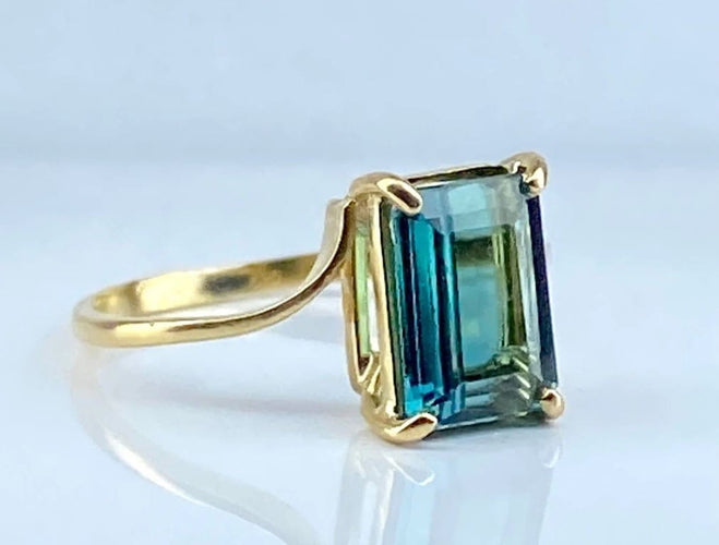 Bague 46 Bague en or jaune 18 carats et tourmaline verte 58 Facettes AB617