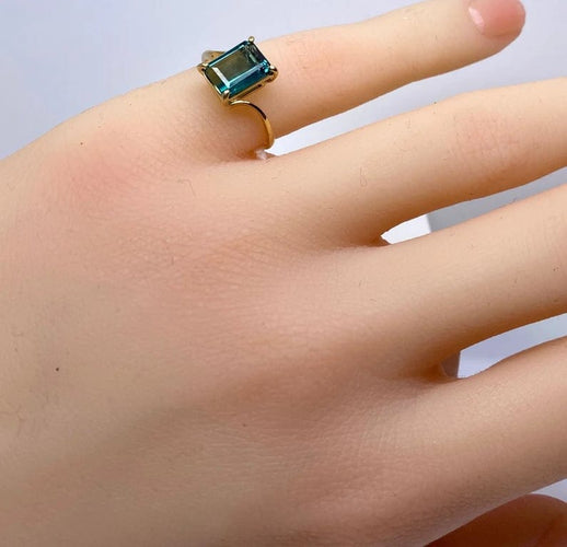 Bague 46 Bague en or jaune 18 carats et tourmaline verte 58 Facettes AB617
