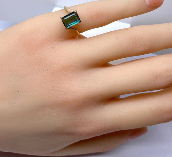 Bague 46 Bague en or jaune 18 carats et tourmaline verte 58 Facettes AB617