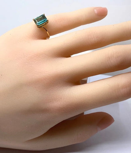 Bague 46 Bague en or jaune 18 carats et tourmaline verte 58 Facettes AB617