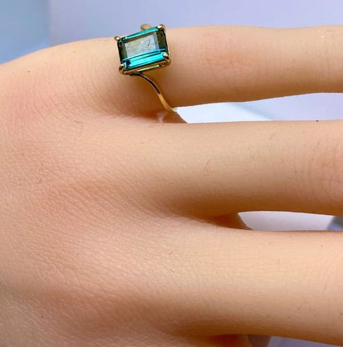Bague 46 Bague en or jaune 18 carats et tourmaline verte 58 Facettes AB617