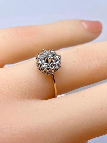 Bague 51 Bague marguerite en or jaune 18 carats et diamants 58 Facettes AB618