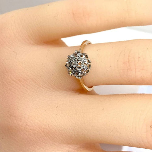 Bague 51 Bague marguerite en or jaune 18 carats et diamants 58 Facettes AB618