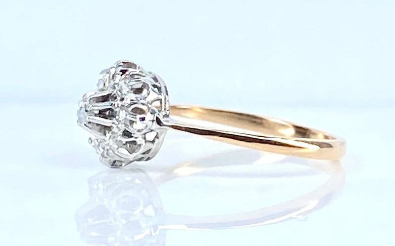 Bague 51 Bague marguerite en or jaune 18 carats et diamants 58 Facettes AB618