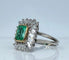 Bague 51 Bague émeraude et diamants baguette en or jaune 18 carats et platine 58 Facettes AB619
