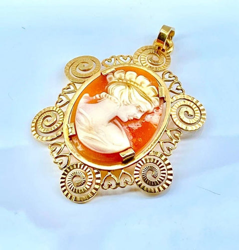 Pendentif Pendentif - Camée profil de femme en or jaune 18 carats 58 Facettes AB621