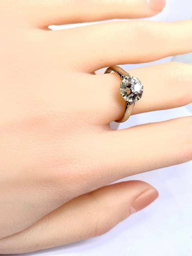 Bague 54 Bague solitaire en or blanc 18 carats et platine, diamant 0,10 ct 58 Facettes AB622
