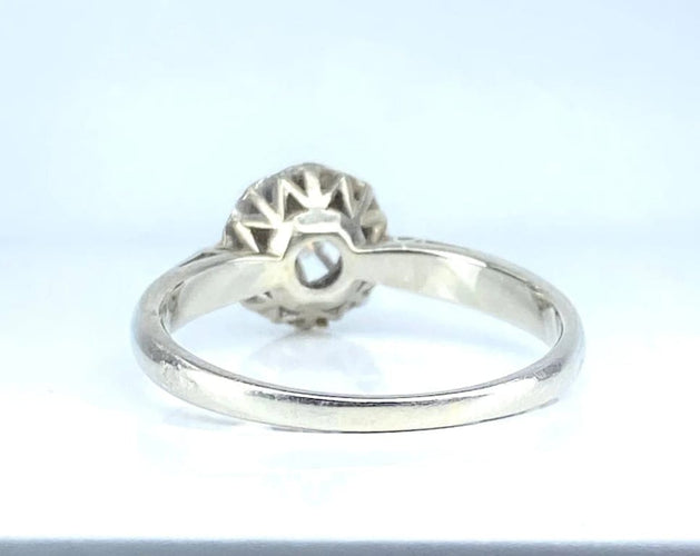 Bague 54 Bague solitaire en or blanc 18 carats et platine, diamant 0,10 ct 58 Facettes AB622