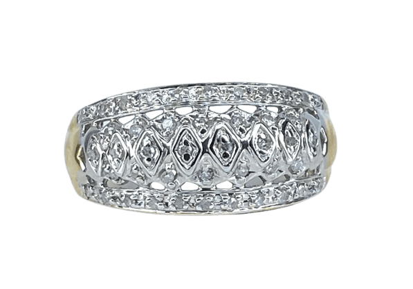 Bague 57 Bague jonc bandeau en or jaune 18 carats et diamants 58 Facettes AB624