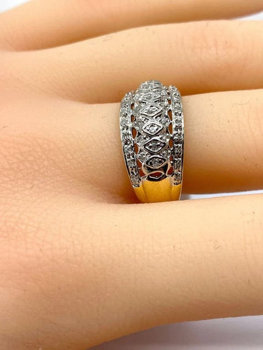 Bague 57 Bague jonc bandeau en or jaune 18 carats et diamants 58 Facettes AB624