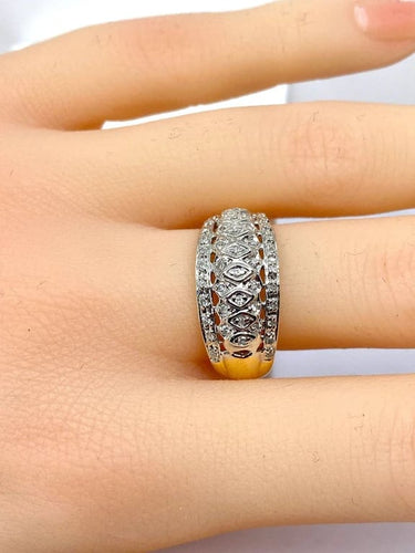 Bague 57 Bague jonc bandeau en or jaune 18 carats et diamants 58 Facettes AB624