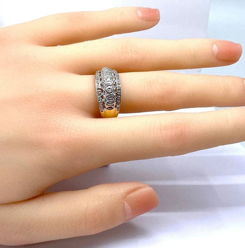 Bague 57 Bague jonc bandeau en or jaune 18 carats et diamants 58 Facettes AB624