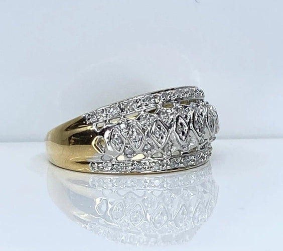 Bague 57 Bague jonc bandeau en or jaune 18 carats et diamants 58 Facettes AB624