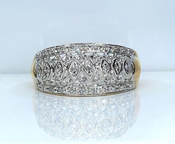 Bague 57 Bague jonc bandeau en or jaune 18 carats et diamants 58 Facettes AB624