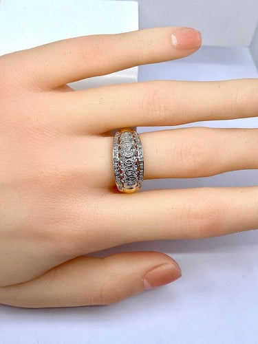 Bague 57 Bague jonc bandeau en or jaune 18 carats et diamants 58 Facettes AB624