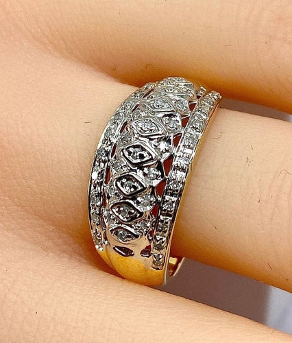Bague 57 Bague jonc bandeau en or jaune 18 carats et diamants 58 Facettes AB624