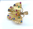 Pendentif Pendentif papillon en or jaune 18 carats avec saphirs, émeraudes et rubis 58 Facettes AB627