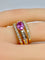 Bague 53 Bague bandeau en or jaune 18 carats avec saphir rose et diamants 58 Facettes AB631