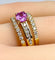 Bague 53 Bague bandeau en or jaune 18 carats avec saphir rose et diamants 58 Facettes AB631