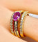 Bague 53 Bague bandeau en or jaune 18 carats avec saphir rose et diamants 58 Facettes AB631