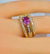 Bague 53 Bague bandeau en or jaune 18 carats avec saphir rose et diamants 58 Facettes AB631