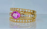 Bague 53 Bague bandeau en or jaune 18 carats avec saphir rose et diamants 58 Facettes AB631