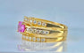 Bague 53 Bague bandeau en or jaune 18 carats avec saphir rose et diamants 58 Facettes AB631