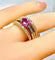Bague 53 Bague bandeau en or jaune 18 carats avec saphir rose et diamants 58 Facettes AB631