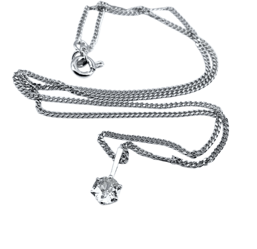 Collier Chaîne et pendentif en or blanc 18 carats avec diamant 0,40 ct 58 Facettes AB633