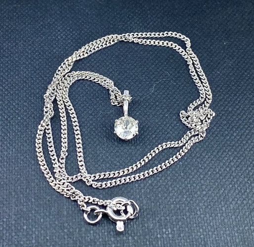 Collier Chaîne et pendentif en or blanc 18 carats avec diamant 0,40 ct 58 Facettes AB633