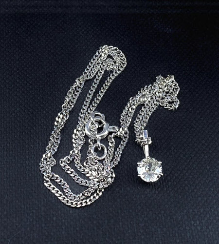 Collier Chaîne et pendentif en or blanc 18 carats avec diamant 0,40 ct 58 Facettes AB633
