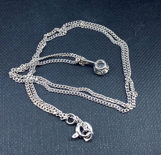Collier Chaîne et pendentif en or blanc 18 carats avec diamant 0,40 ct 58 Facettes AB633