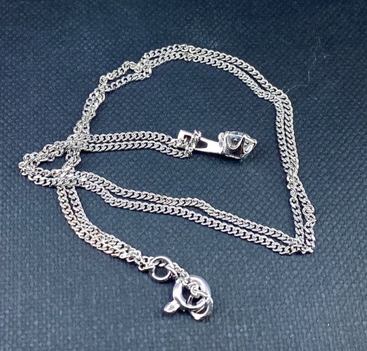 Collier Chaîne et pendentif en or blanc 18 carats avec diamant 0,40 ct 58 Facettes AB633