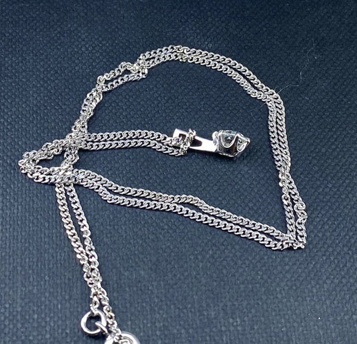 Collier Chaîne et pendentif en or blanc 18 carats avec diamant 0,40 ct 58 Facettes AB633