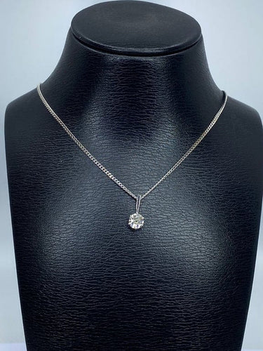 Collier Chaîne et pendentif en or blanc 18 carats avec diamant 0,40 ct 58 Facettes AB633