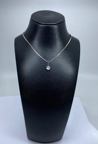 Collier Chaîne et pendentif en or blanc 18 carats avec diamant 0,40 ct 58 Facettes AB633