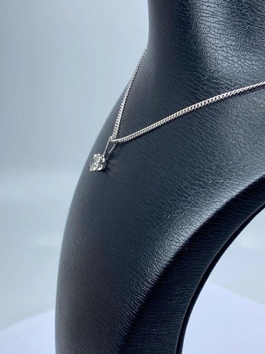 Collier Chaîne et pendentif en or blanc 18 carats avec diamant 0,40 ct 58 Facettes AB633