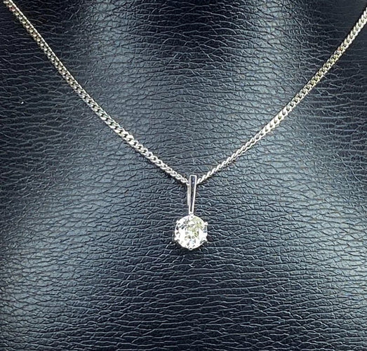 Collier Chaîne et pendentif en or blanc 18 carats avec diamant 0,40 ct 58 Facettes AB633