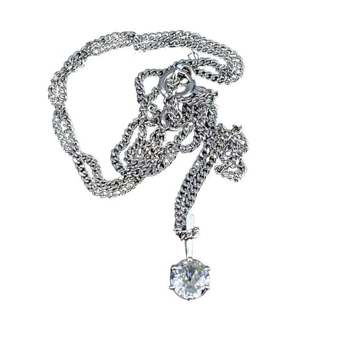 Collier Chaîne et pendentif en or blanc 18 carats avec diamant 0,40 ct 58 Facettes AB633