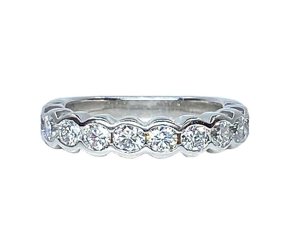 Bague 49 Demi-alliance - Bague en or blanc 18 carats et diamants 58 Facettes AB635