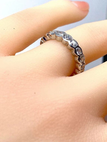 Bague 49 Demi-alliance - Bague en or blanc 18 carats et diamants 58 Facettes AB635