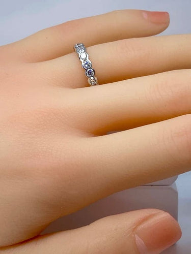 Bague 49 Demi-alliance - Bague en or blanc 18 carats et diamants 58 Facettes AB635