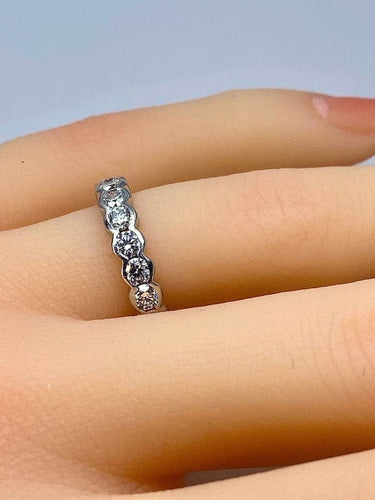 Bague 49 Demi-alliance - Bague en or blanc 18 carats et diamants 58 Facettes AB635