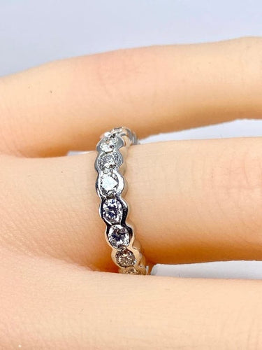 Bague 49 Demi-alliance - Bague en or blanc 18 carats et diamants 58 Facettes AB635