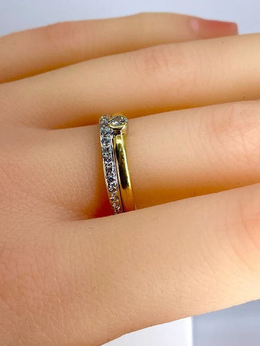 Bague 54 Bague solitaire et demi-alliance en or 18 carats et diamants 58 Facettes AB637
