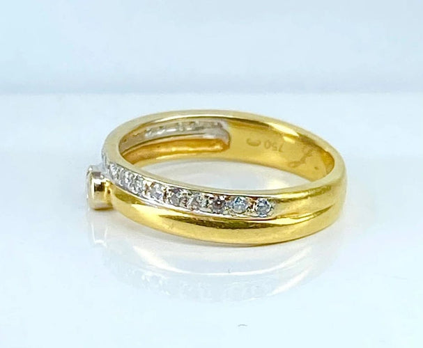 Bague 54 Bague solitaire et demi-alliance en or 18 carats et diamants 58 Facettes AB637