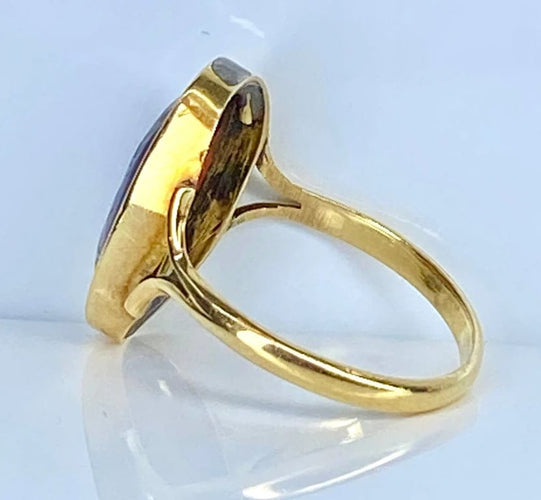 Bague 52 Limoges - Bague en or jaune 18 carats, émail polychrome 58 Facettes AB646