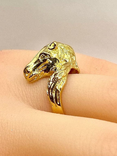 Bague 51 Bague tête de cheval en or jaune 18 carats et diamants 58 Facettes AB643